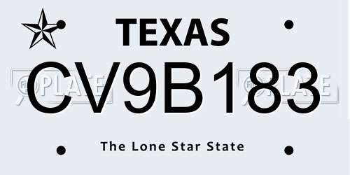 CV9B183 Texas License Plate