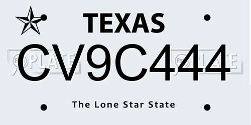 CV9C444 Texas License Plate