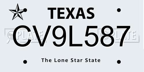 CV9L587 Texas License Plate