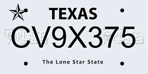 CV9X375 Texas License Plate