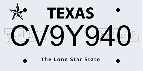 CV9Y940 Texas License Plate