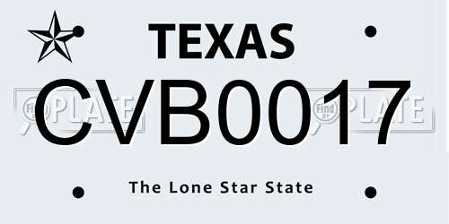 CVB0017 Texas License Plate