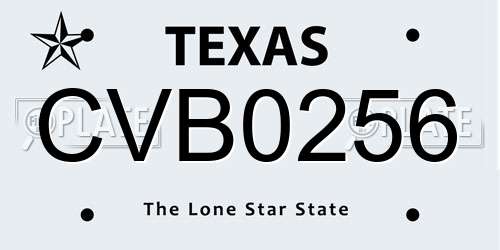 CVB0256 Texas License Plate