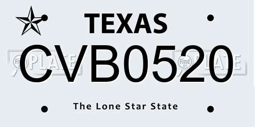CVB0520 Texas License Plate