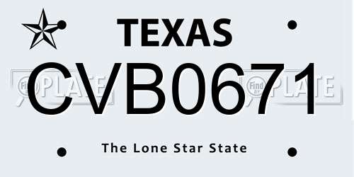 CVB0671 Texas License Plate