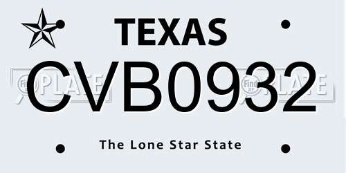 CVB0932 Texas License Plate