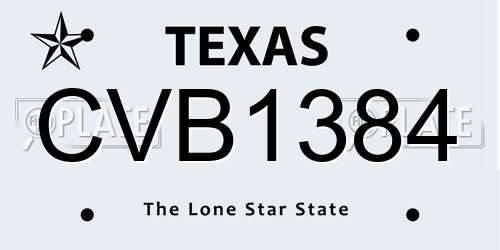 CVB1384 Texas License Plate