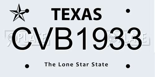 CVB1933 Texas License Plate