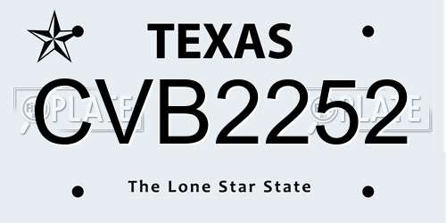 CVB2252 Texas License Plate