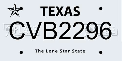CVB2296 Texas License Plate