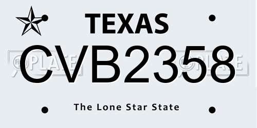 CVB2358 Texas License Plate