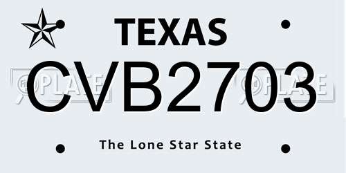 CVB2703 Texas License Plate