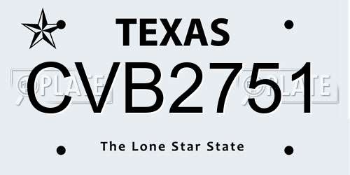 CVB2751 Texas License Plate