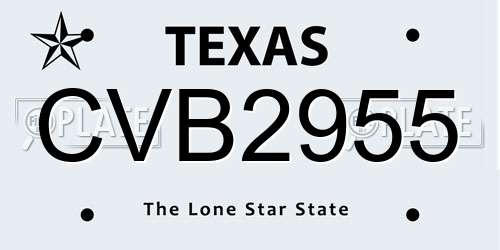 CVB2955 Texas License Plate