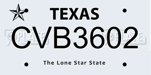 CVB3602 Texas License Plate