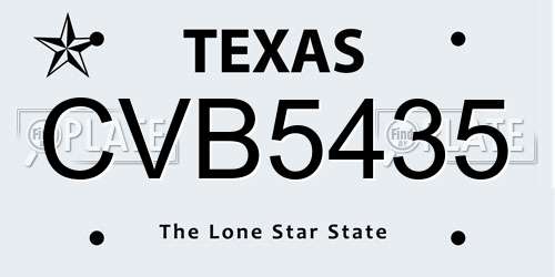 CVB5435 Texas License Plate