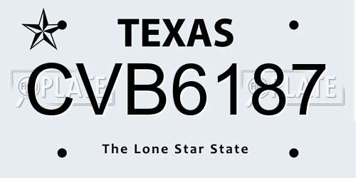 CVB6187 Texas License Plate