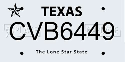 CVB6449 Texas License Plate