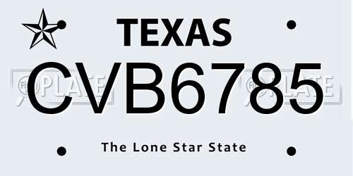 CVB6785 Texas License Plate