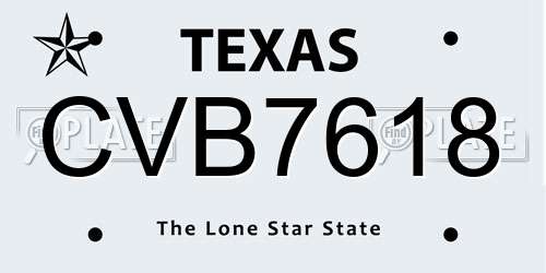 CVB7618 Texas License Plate