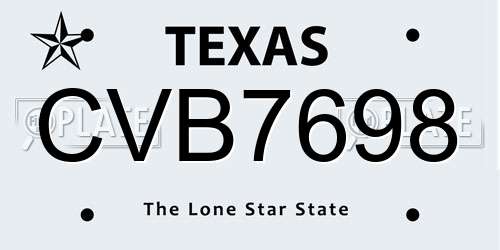 CVB7698 Texas License Plate