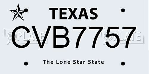 CVB7757 Texas License Plate