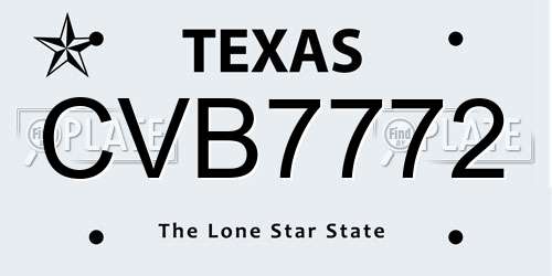 CVB7772 Texas License Plate
