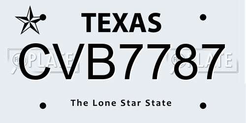 CVB7787 Texas License Plate