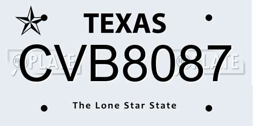 CVB8087 Texas License Plate