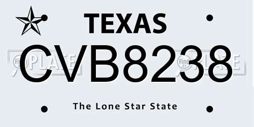 CVB8238 Texas License Plate
