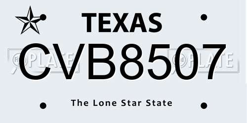 CVB8507 Texas License Plate