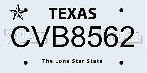 CVB8562 Texas License Plate