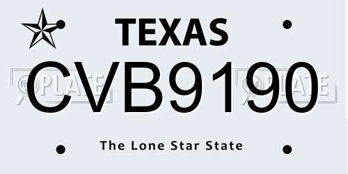 CVB9190 Texas License Plate