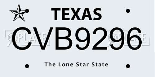 CVB9296 Texas License Plate