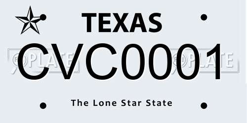 CVC0001 Texas License Plate