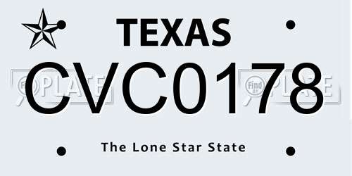 CVC0178 Texas License Plate