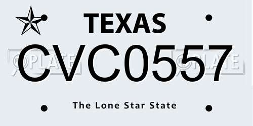 CVC0557 Texas License Plate