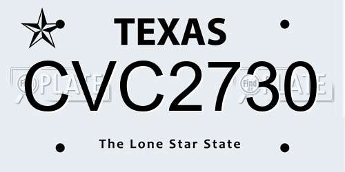 CVC2730 Texas License Plate