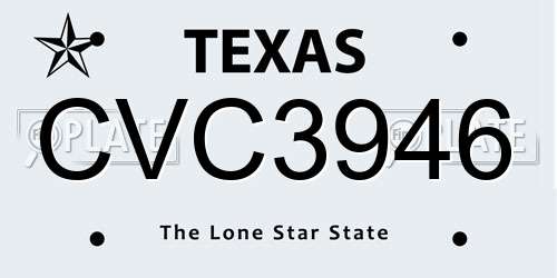 CVC3946 Texas License Plate
