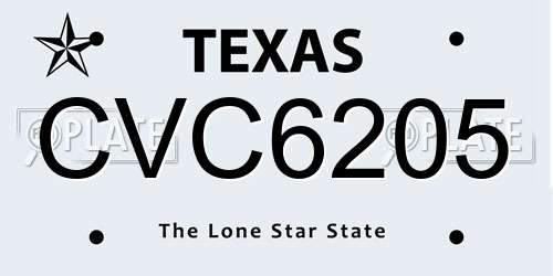 CVC6205 Texas License Plate