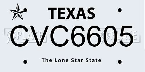 CVC6605 Texas License Plate