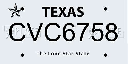 CVC6758 Texas License Plate