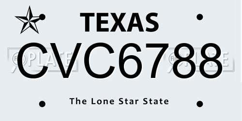 CVC6788 Texas License Plate