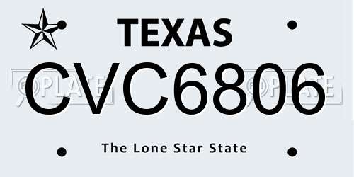 CVC6806 Texas License Plate
