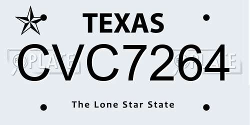 CVC7264 Texas License Plate