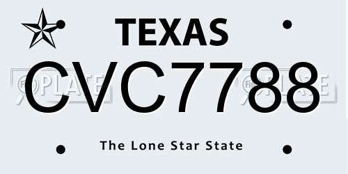 CVC7788 Texas License Plate