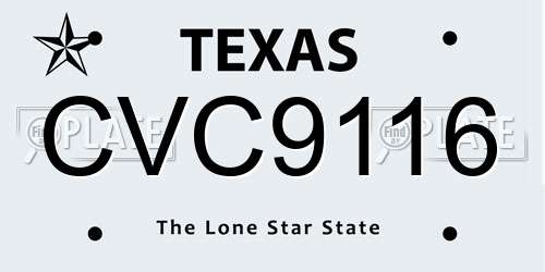 CVC9116 Texas License Plate
