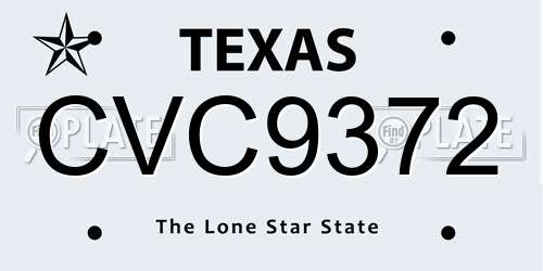 CVC9372 Texas License Plate