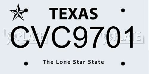 CVC9701 Texas License Plate