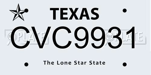 CVC9931 Texas License Plate